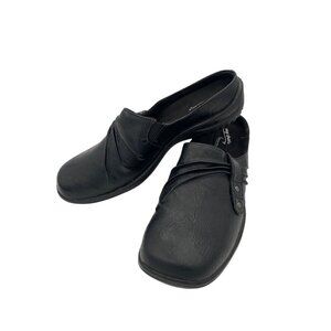 Easy Spirit Womens Black Leather Slip-On Mules Size 8